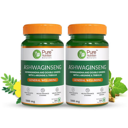 Ashwaginseng 60 Tabs– Energy & Improves Stamina with Ashwagandha, Ginseng & Herbal Extracts