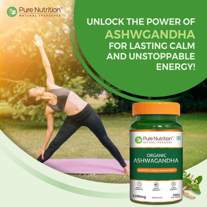 Pure Nutrition Organic Ashwagandha - 180 Tablets