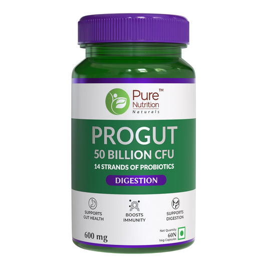 Progut 50 Billion CFU, 60 Veg Capsules | Probiotic  for Digestive Health & Immunity