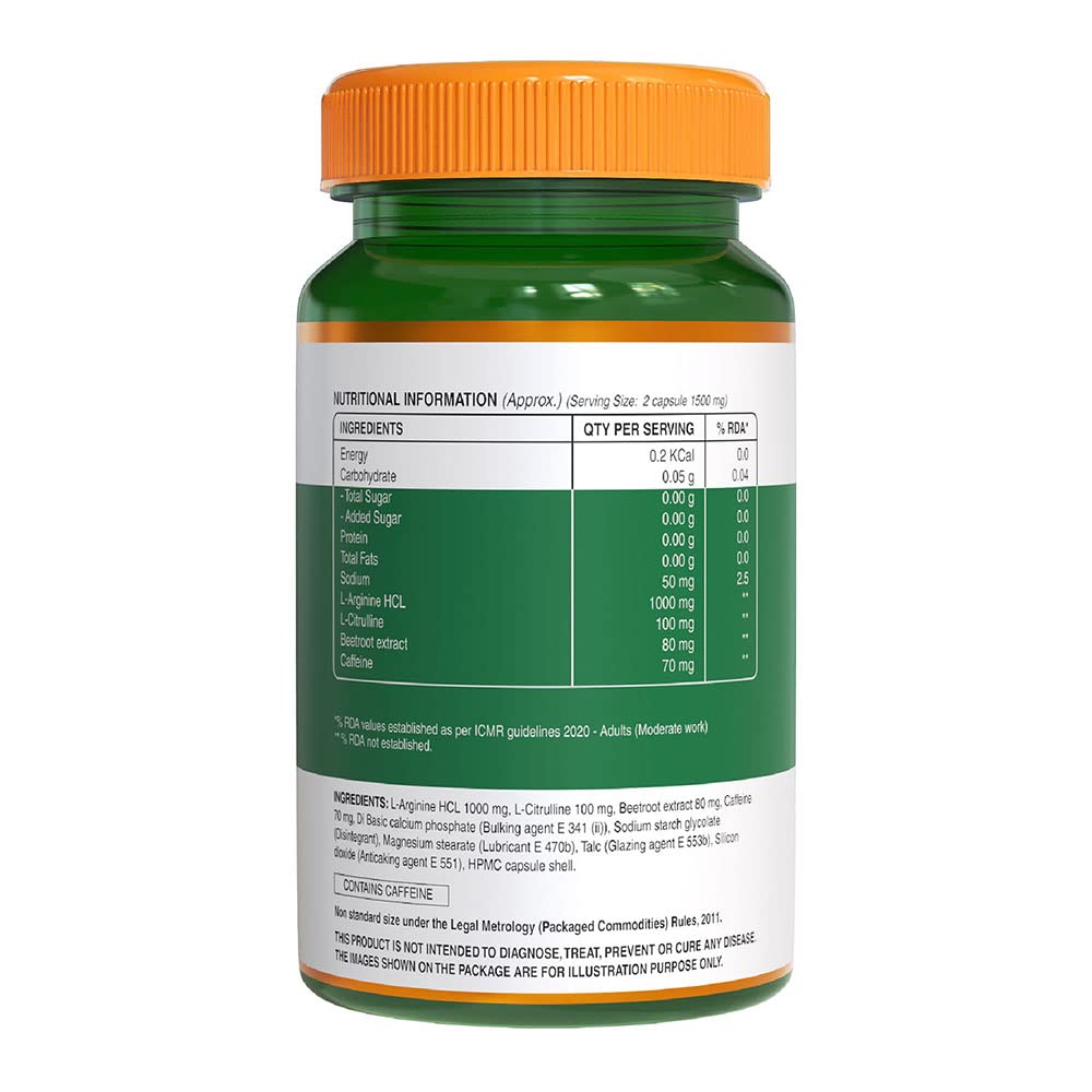 L-Arginine Supplement 1500mg - 60 Capsules