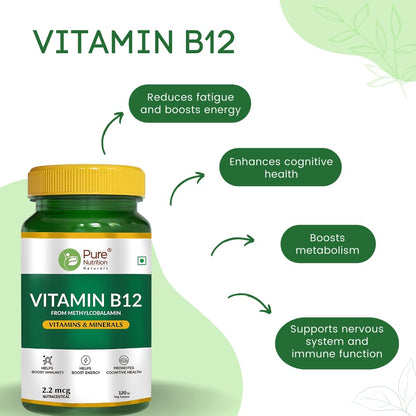 Vitamin B12 from Methylcobalamin for Men & Women - 60 Veg Tablets