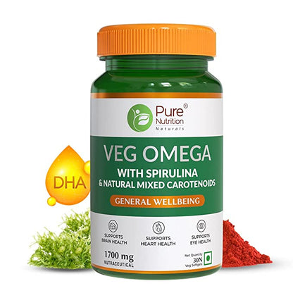 Veg Omega with Spirulina & Natural Mixed Carotenoids 1700mg - 30 Veg Capsules