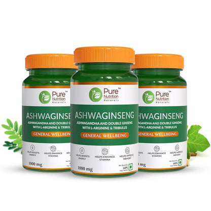 Ashwaginseng 60 Tabs– Energy & Improves Stamina with Ashwagandha, Ginseng & Herbal Extracts