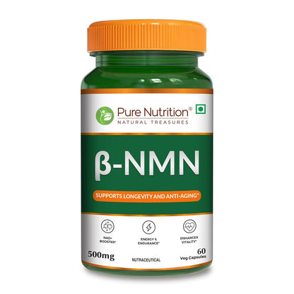 Pure Nutrition β-NMN 500mg – Supports Cellular Energy & Vitality | Veg Capsules