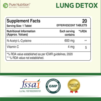Lung Detox Effervescent Tablets - 20 | Supports Respiratory Health, Cleansing, and Overall Wellness