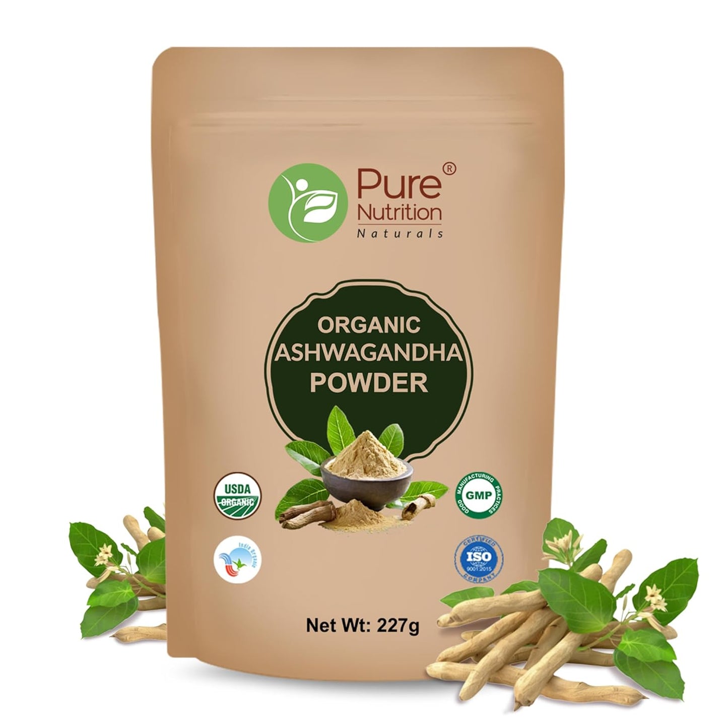 Organic Ashwagandha Powder - 227g | 100% Pure and Natural | Supports Stress Relief, Vitality, and Overall Wellness