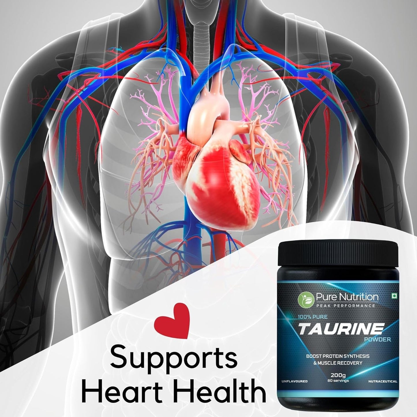 L-Taurine Powder - 200g | Amino Acid Supplement for Muscle Support and Hydration