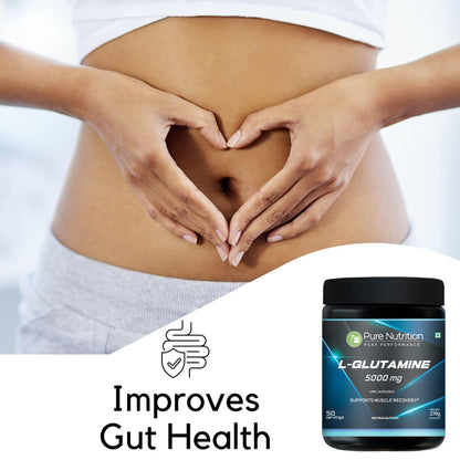 L-Glutamine Powder 5000 mg | Unflavoured | 100% L-Glutamine | 250 g | 50 Servings | Post Workout Recovery Supplement