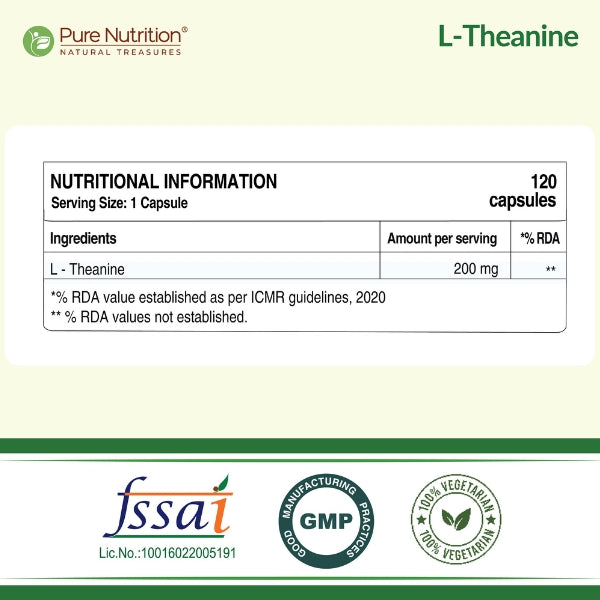 L-Theanine 200mg | Amino Acid Supplement | Cognitive & Relaxation Support
