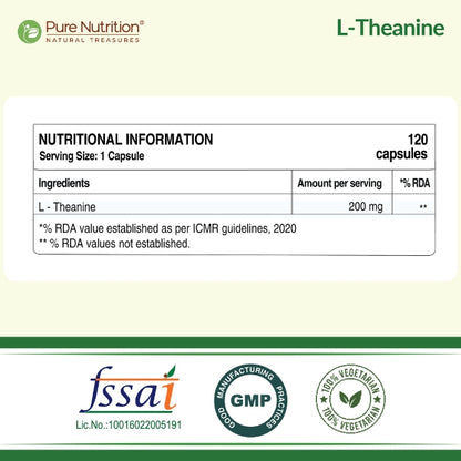 L-Theanine 200mg | Amino Acid Supplement | Cognitive & Relaxation Support