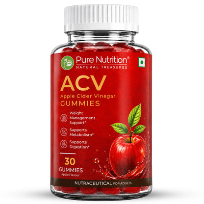 ACV Apple Cider Vinegar Gummies | 500 mg Apple Cider Vinegar | Apple Flavour | 30 Gummies