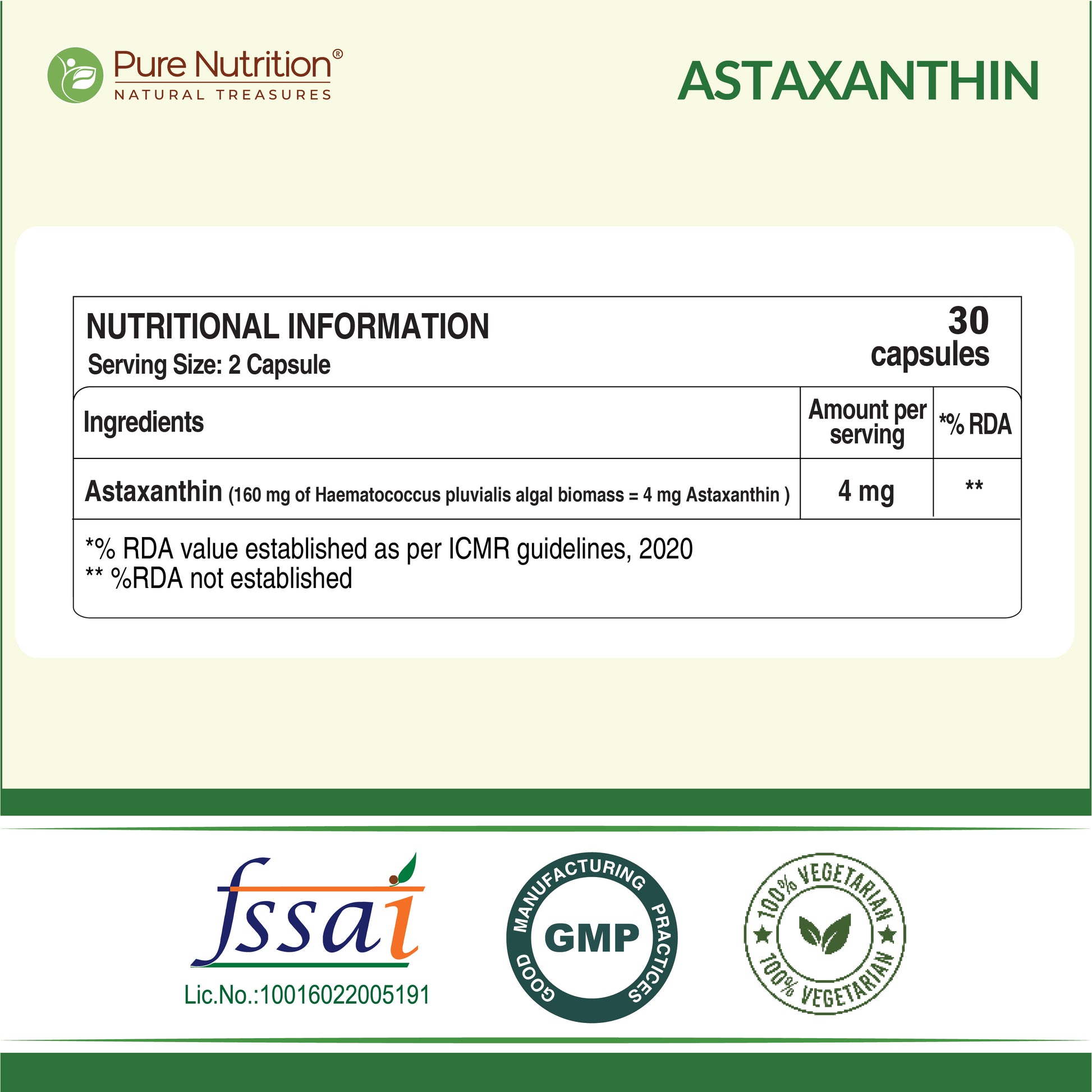 Pure Nutrition Astaxanthin 4 mg