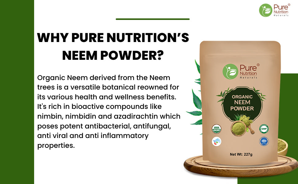 Organic Neem Powder - 227g | 100% Pure and Natural | Supports Skin Health, Detoxification, and Immunity