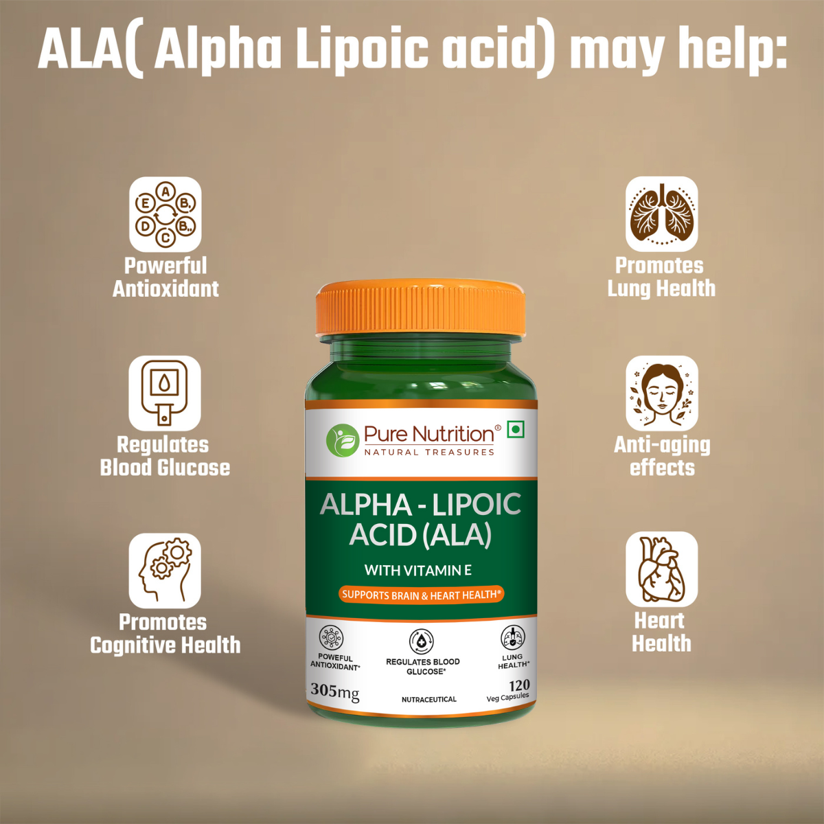 Alpha Lipoic Acid Capsules 305 mg | Supports Antioxidant