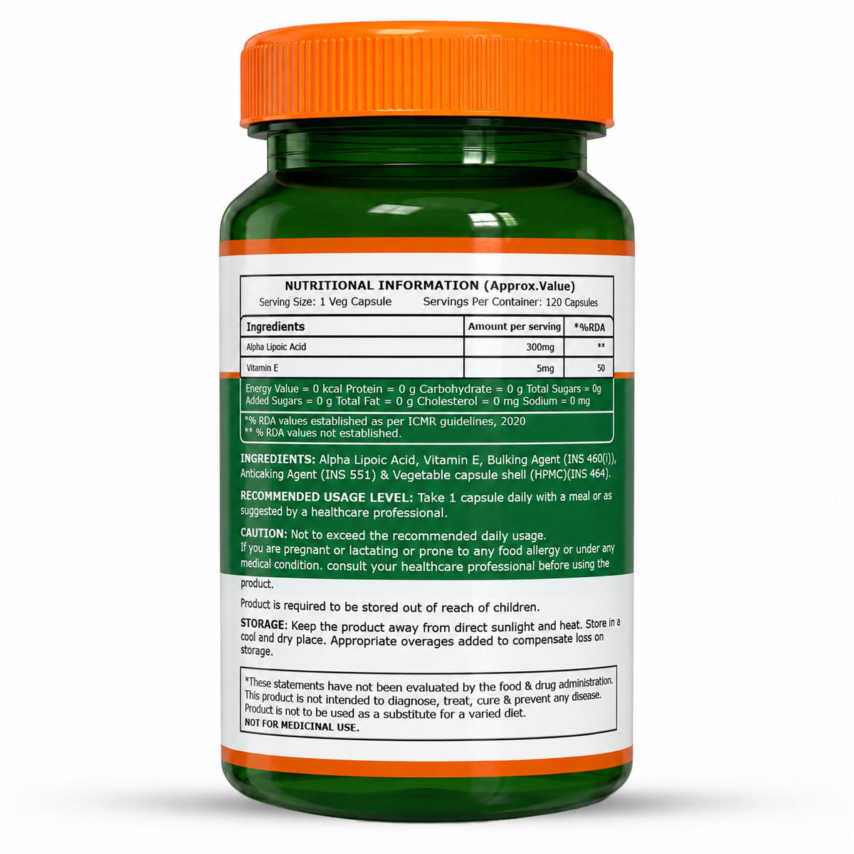 Alpha Lipoic Acid (ALA) 305 mg with Vitamin E | 120 Veg Tablets