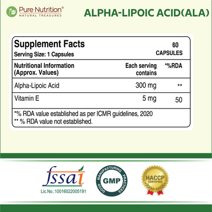 Alpha Lipoic Acid Capsules 305 mg | Supports Antioxidant