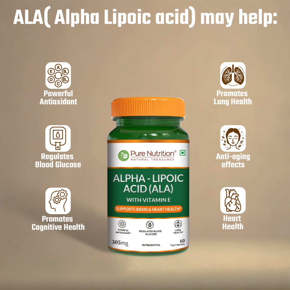 Alpha Lipoic Acid Capsules 305 mg | Supports Antioxidant
