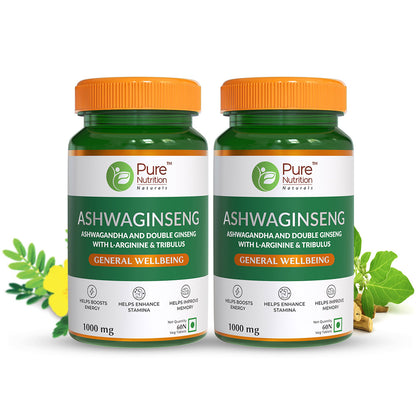 Ashwaginseng 60 Tabs– Energy & Improves Stamina with Ashwagandha, Ginseng & Herbal Extracts
