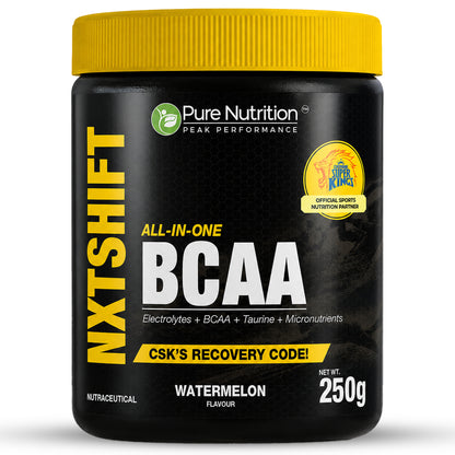Peak Performance All-in-One BCAA Powder | 2:1:1 BCAA + Electrolytes + Taurine + Micronutrients | Watermelon Flavour| Orange Flavour| 250 g