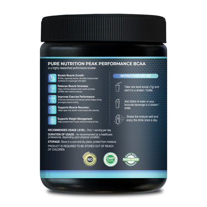 Peak Performance BCAA 5000 mg – 2:1:1 Ratio – Unflavoured