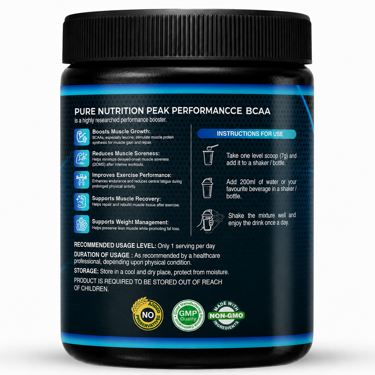 BCAA 5000mg 2:1:1 Ratio | Leucine, Isoleucine & Valine | Unflavoured Powder | Watermelon |Orange