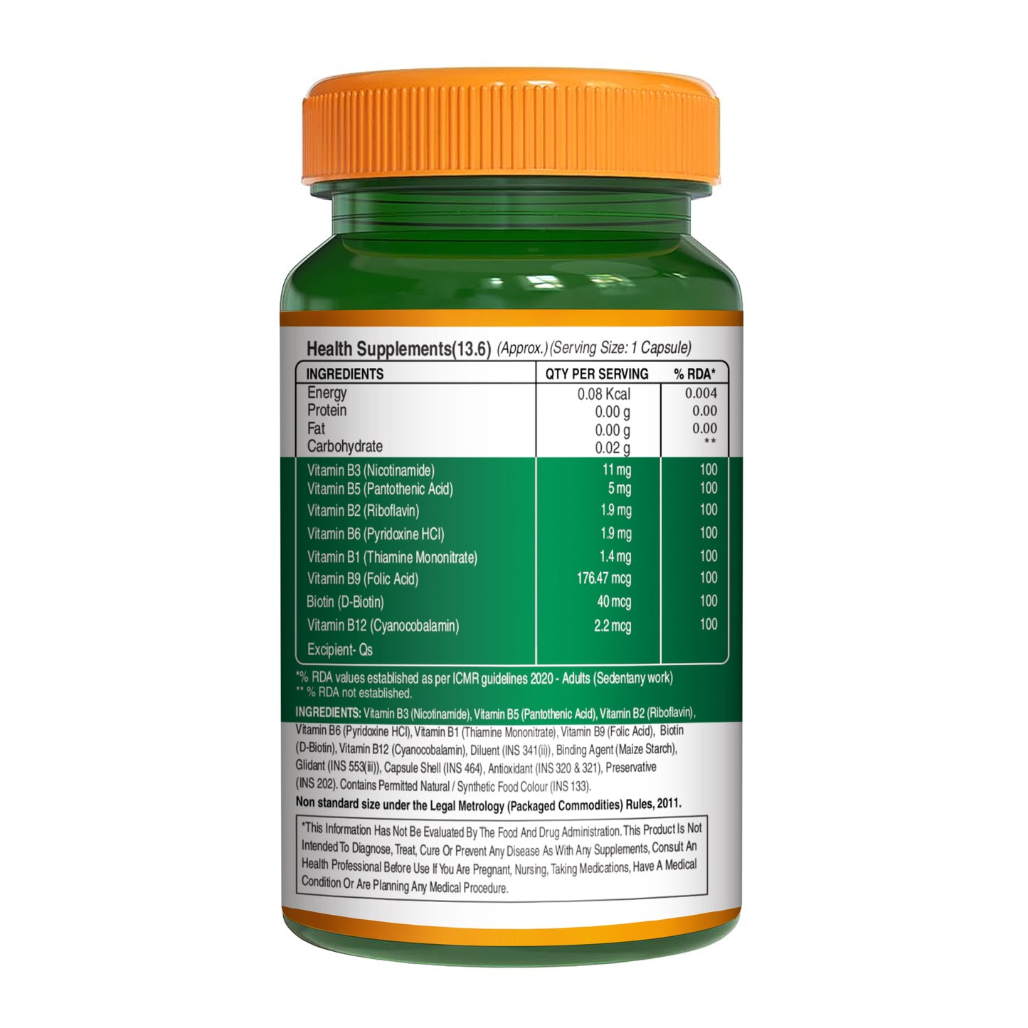 B Complex with Essential Vitamins B1, B2, B3, B5, B6, B7, B9, B12 - 60 Tablets  | Supports Energy, Metabolism, and Overall Wellness