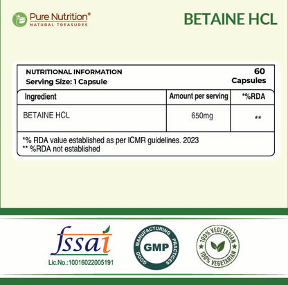 Pure Nutrition Betaine HCl 650 mg – Digestive Wellness Supplement