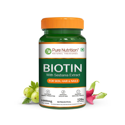 Biotin Tablet with Sesbania Extract – Vegetarian Tablets for Hair & Skin Support
