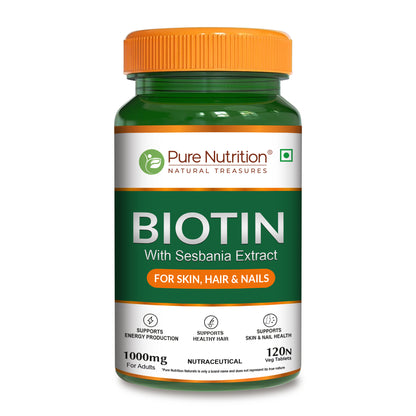 Biotin Tablet with Sesbania Extract – Vegetarian Tablets for Hair & Skin Support