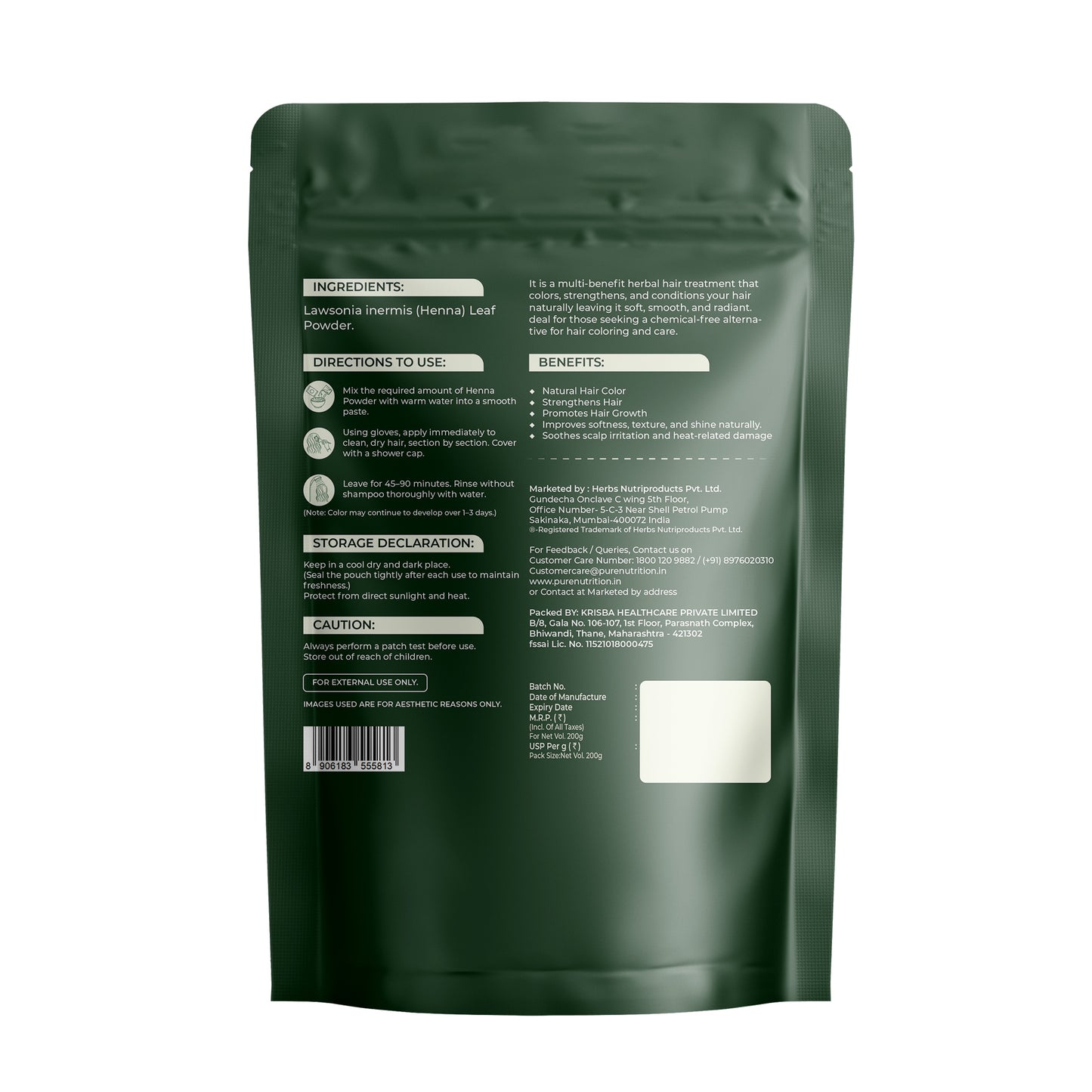Pure Nutrition Henna Powder for Natural Hair Coloring | Herbal Hair Care