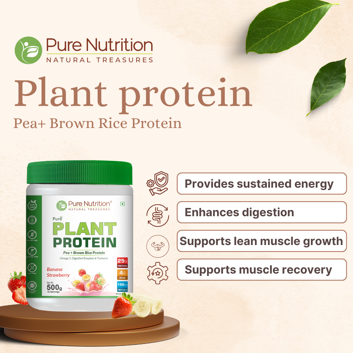 Vegan Protein Banana Strawberry – Plant-Based Protein (500g)