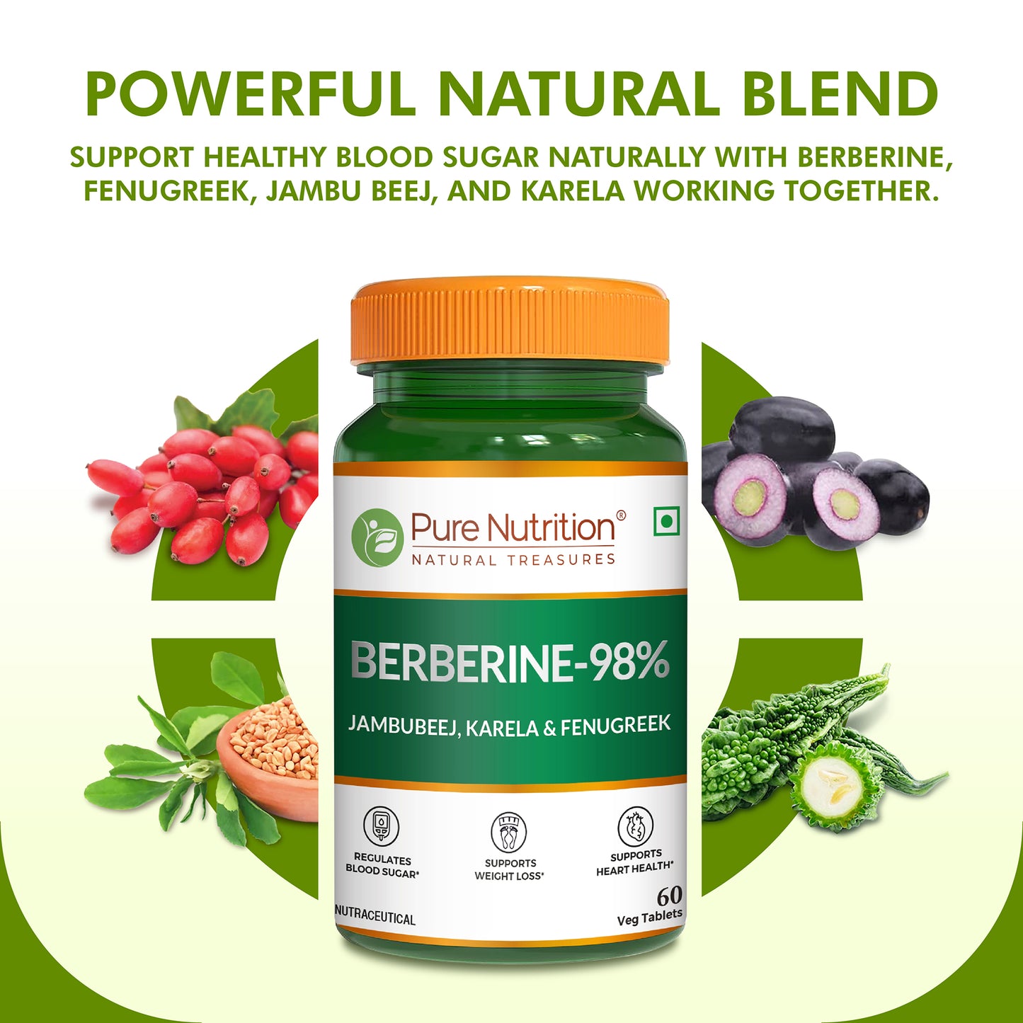 Berberine 98% - 60 Vegetarian Tablets | Herbal Supplement with Natural Extracts for Daily Wellness