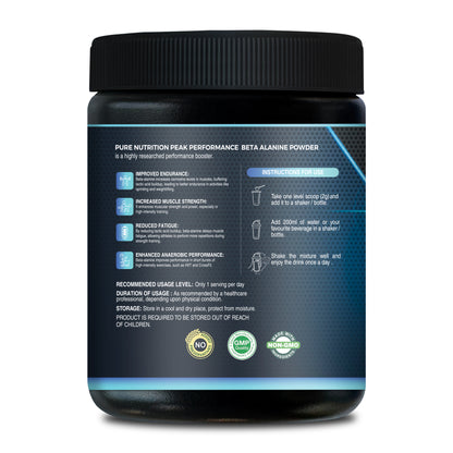Pure Beta Alanine Powder – 200g Unflavored | Pre-Workout Supplement for Muscle Power