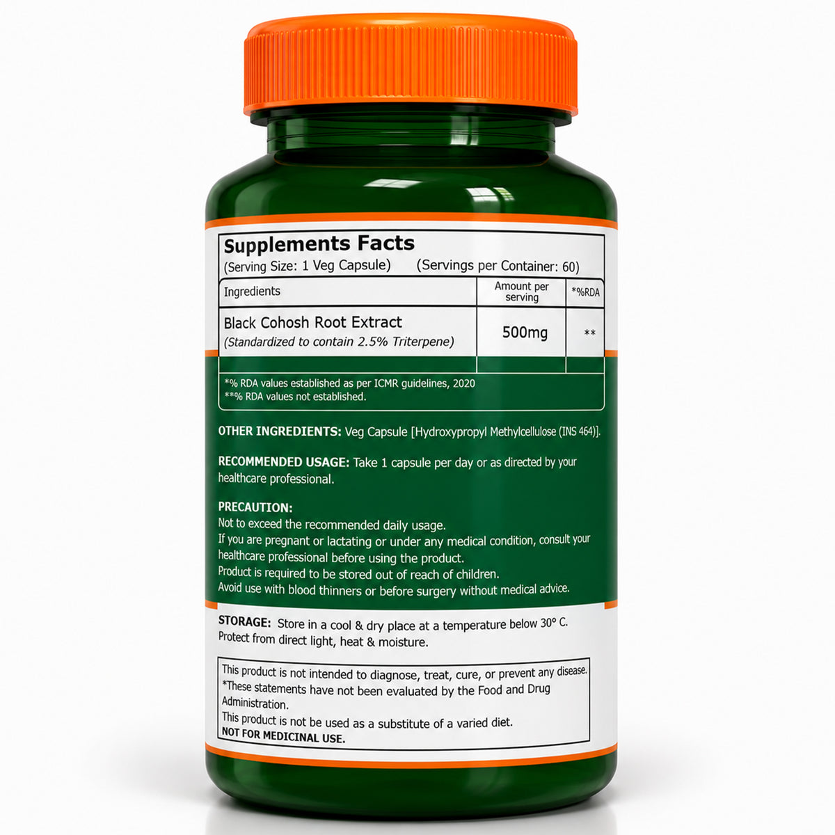 Black Cohosh 500 mg | 60 Vegetarian Capsules
