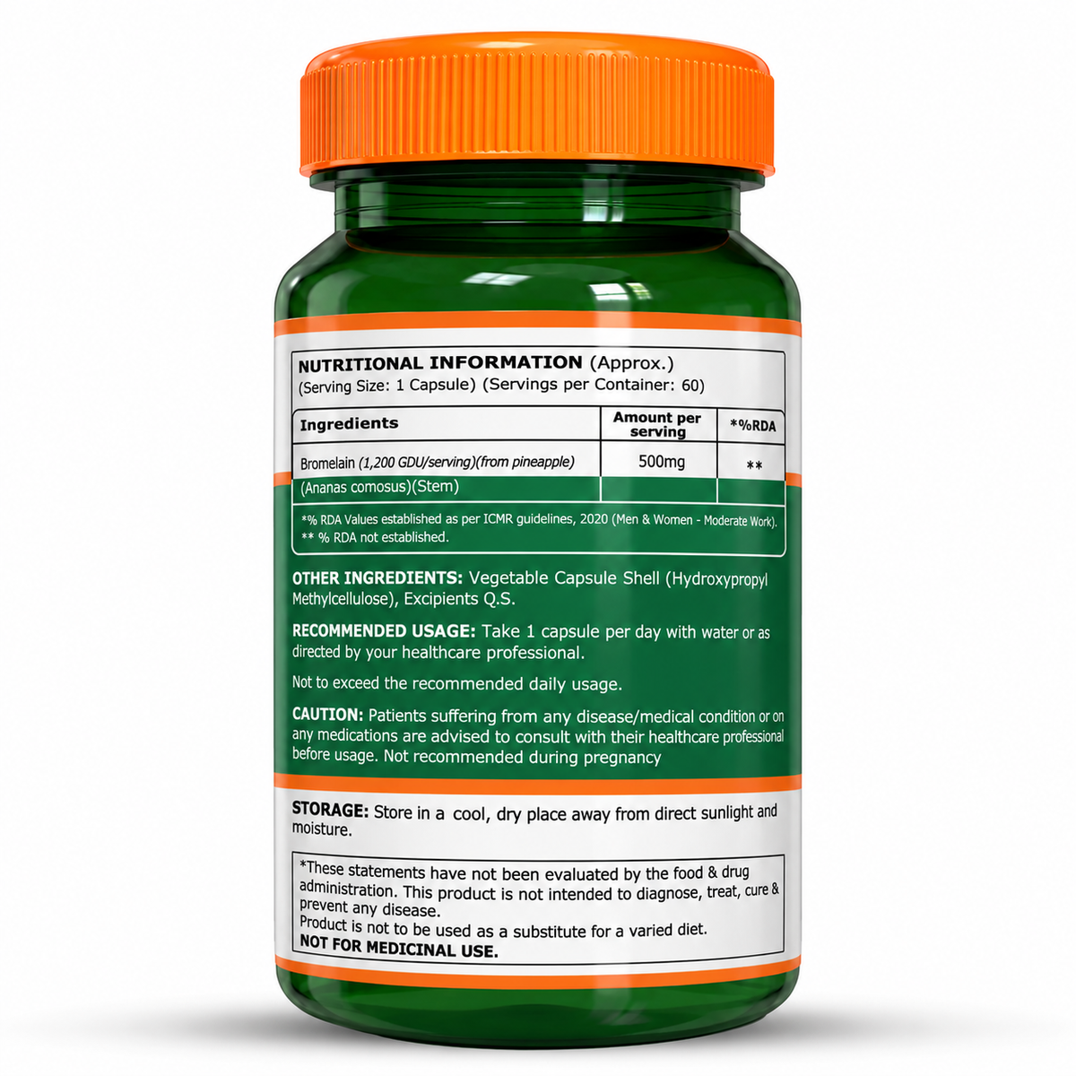 Pineapple Bromelain 500 mg | 60 Veg Capsules