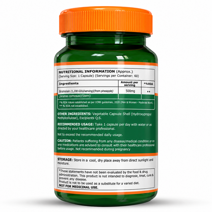 Pineapple Bromelain 500 mg | 60 Veg Capsules