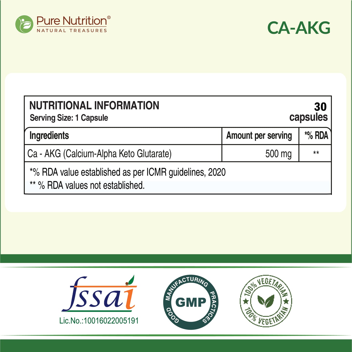 Ca-AKG – Calcium Alpha-Ketoglutarate 500 mg