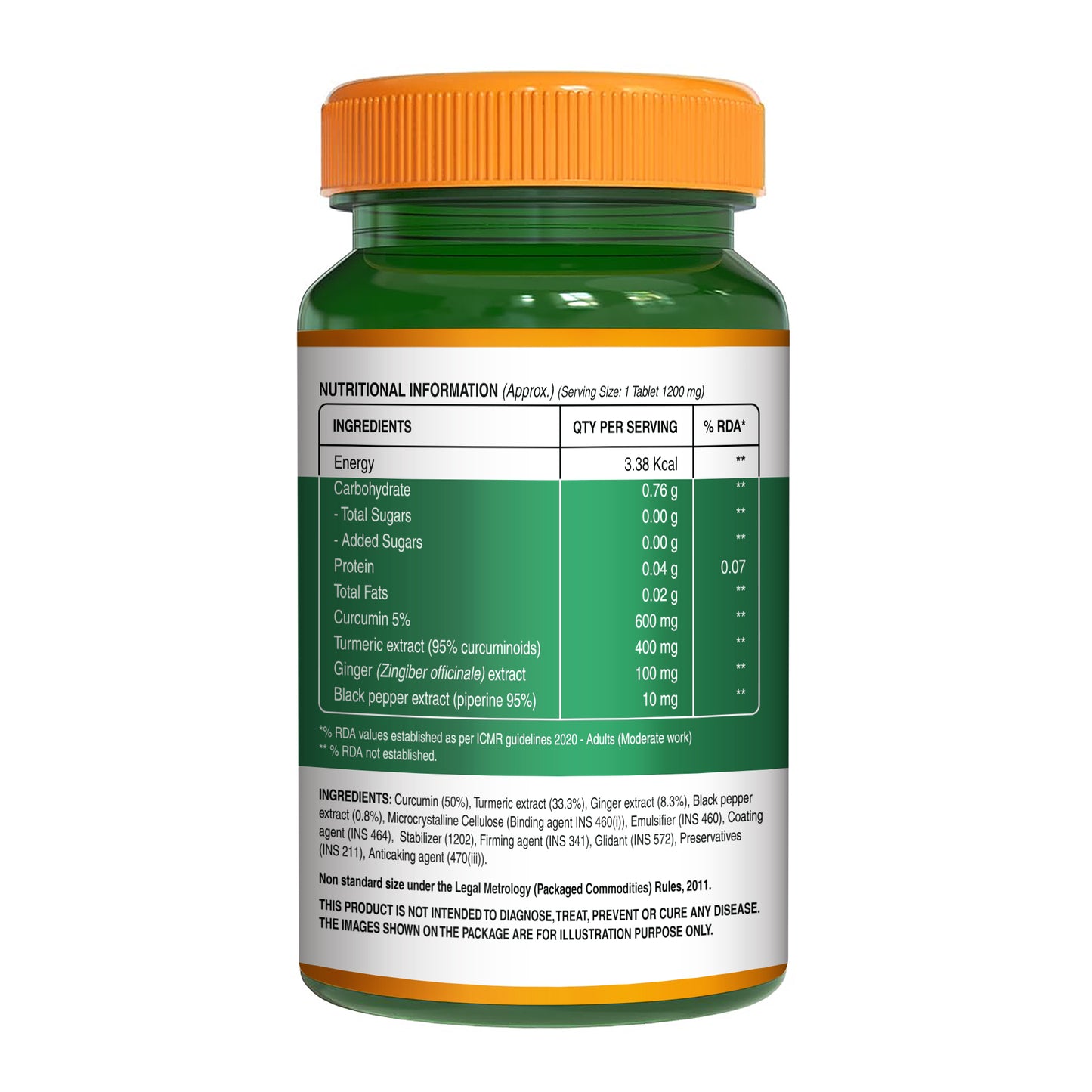 Curcumin Turmeric Extract with 95% Curcuminoids and 95% Piperine - Vegetarian Tablets | Supports Inflammation Reduction and Joint Health