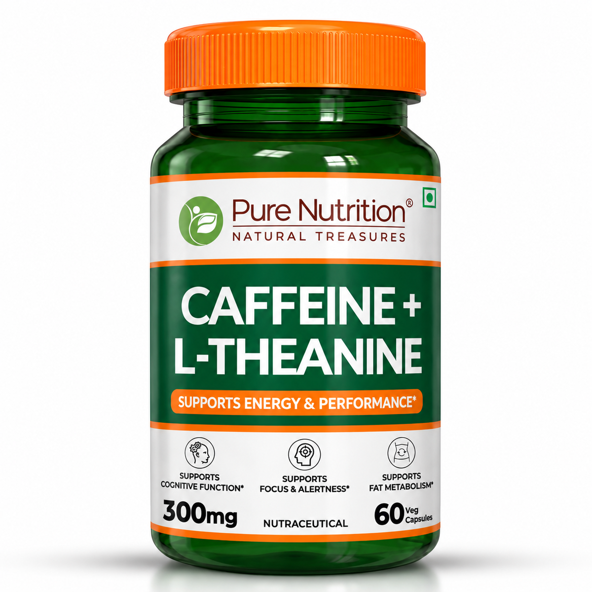 Caffeine 100 mg + L-Theanine 200 mg | 60 Veg Capsules