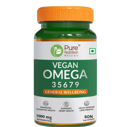 Omega 3-5-6-7-9 (1000mg) with Seabuckthorn Oil & Flaxseed Oil - 60 Veg Softgels