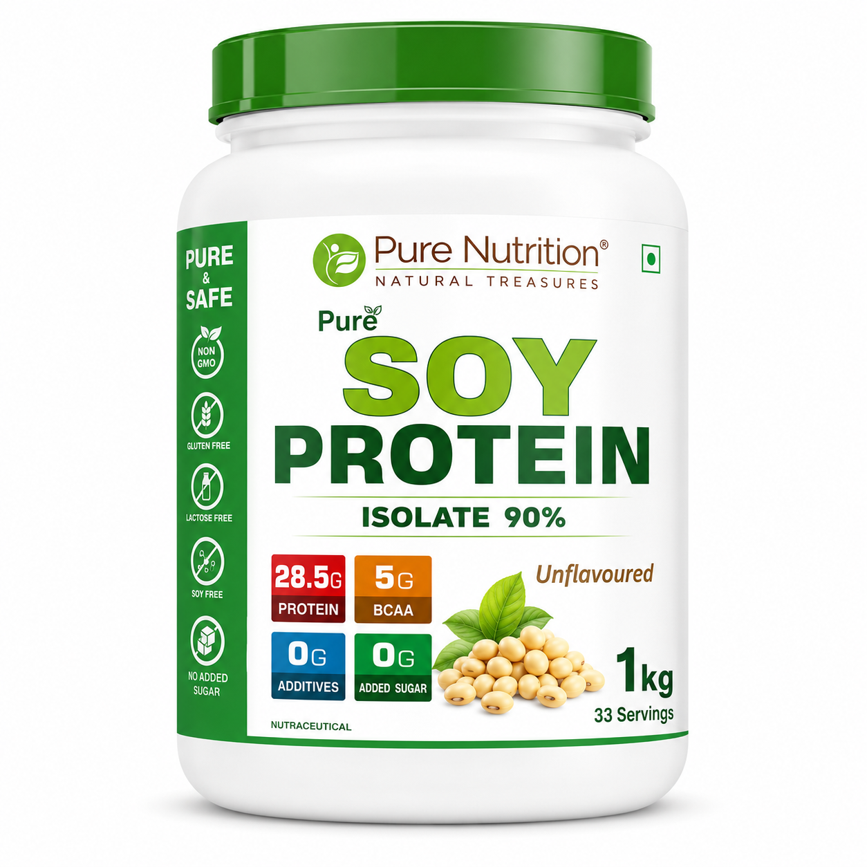Soy Protein Isolate Powder 1kg  90% Protein | Unflavored, Pure & Complete