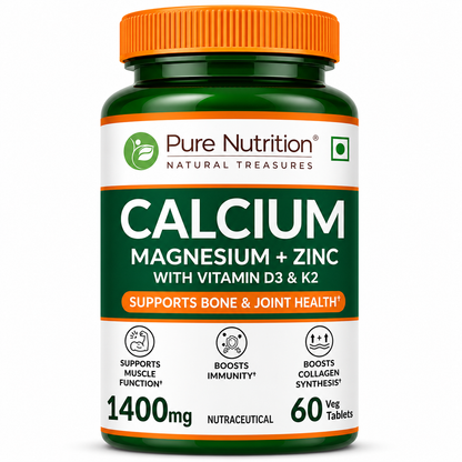 Calcium Magnesium Zinc with Vitamin D3 & K2  Bone & Muscle Support | 60 Tabs | 120 Tabs