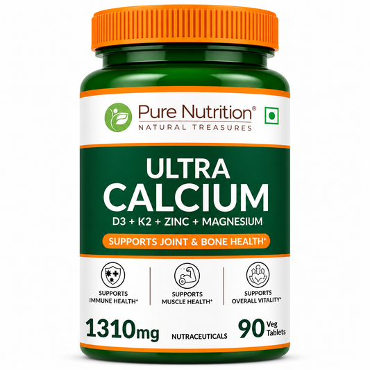 Ultra Calcium with D3, K2, Zinc & Magnesium – Complete Bone & Joint Formula| 90 Capsules