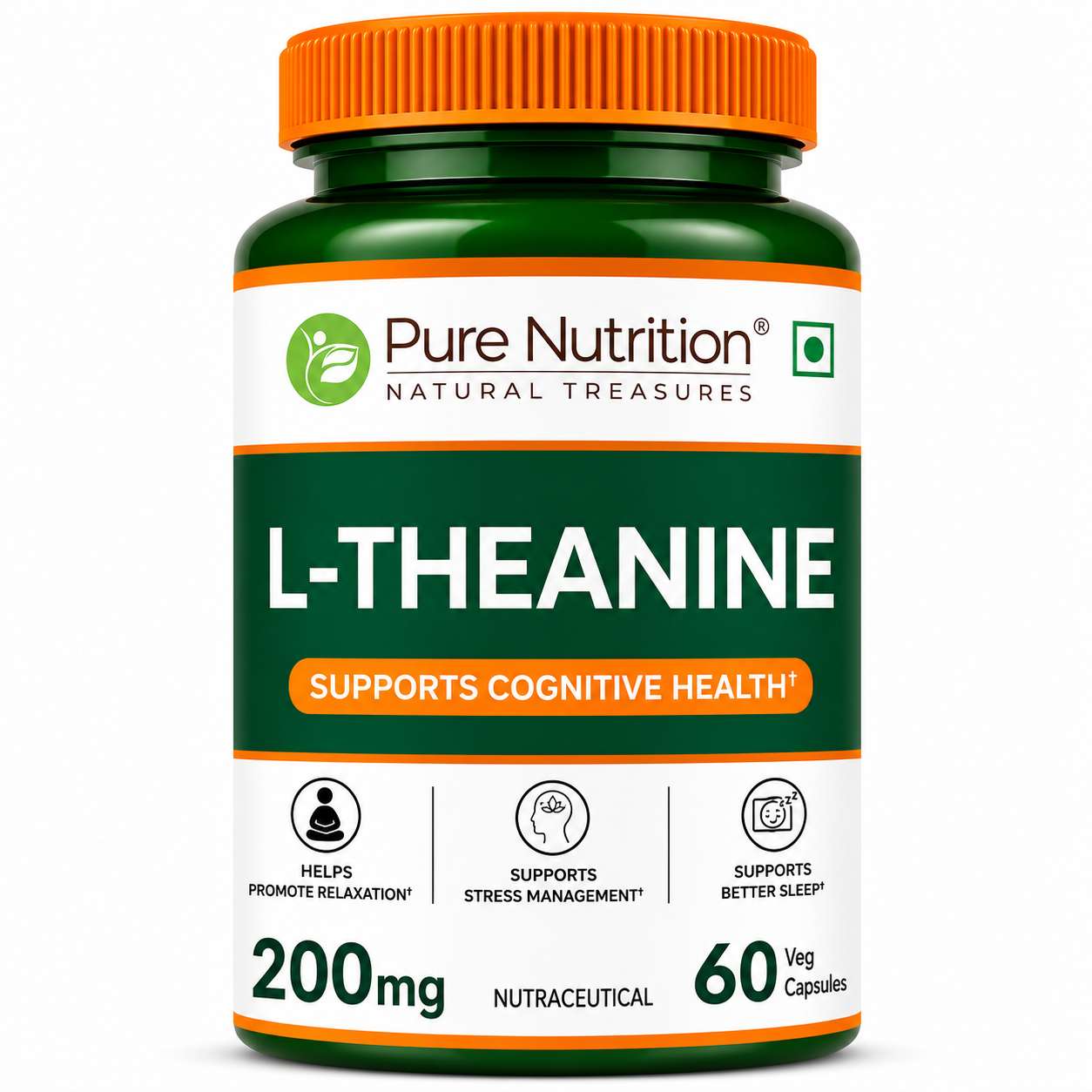 L-Theanine Capsules 200mg – Calm Focus, Stress Relief & Relaxation | 60 Capsules