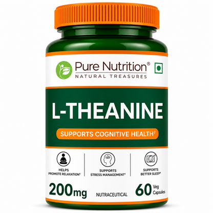 L-Theanine Capsules 200mg – Calm Focus, Stress Relief & Relaxation | 60 Capsules