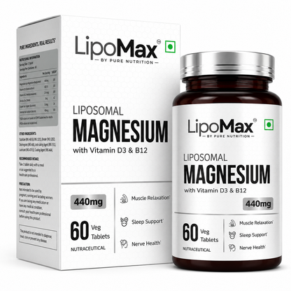 LipoMax Liposomal Magnesium 440mg with Vitamin D3 & B12 | Sleep & Relaxation