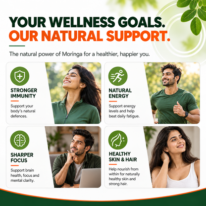 Organic Moringa Tablets 1200mg | Supports Immunity, Digestion & Energy
