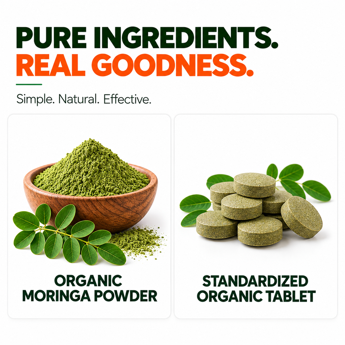 Organic Moringa Tablets 1200mg | Supports Immunity, Digestion & Energy