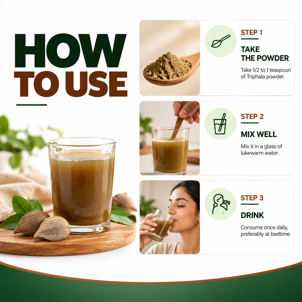 Organic Triphala Powder - 227g | 100% Pure and Natural | Supports Digestion, Detoxification, and Overall Wellness