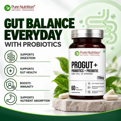 PROGUT+ Probiotics 60 Billion CFU + Prebiotic Gut & Immune Health